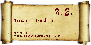 Nieder Elemér névjegykártya